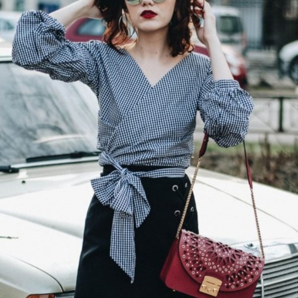 GINGHAM WRAP TOP - Picture 3 of 4